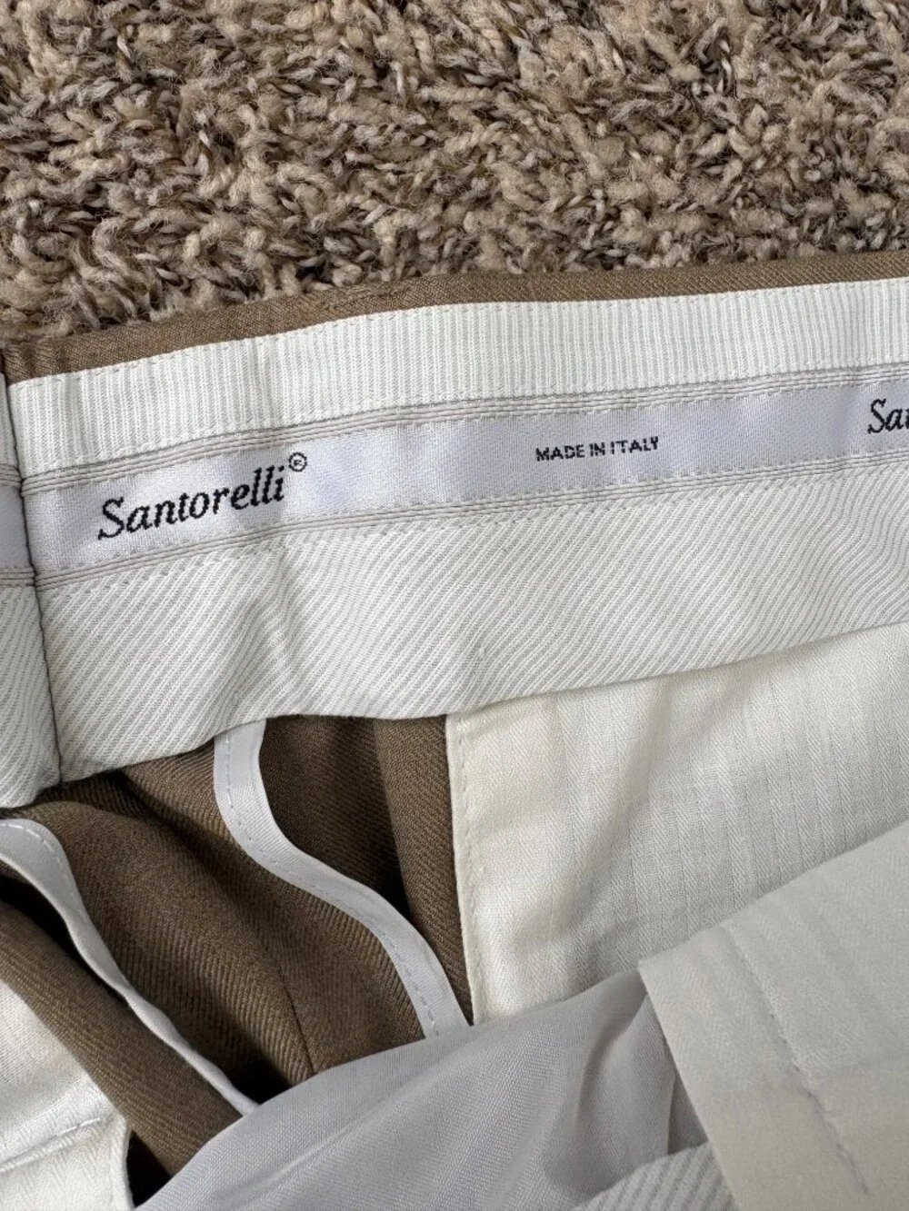 Santorelli Tan Dress Pants Men's Size 36 Pleated Cuffed Trousers